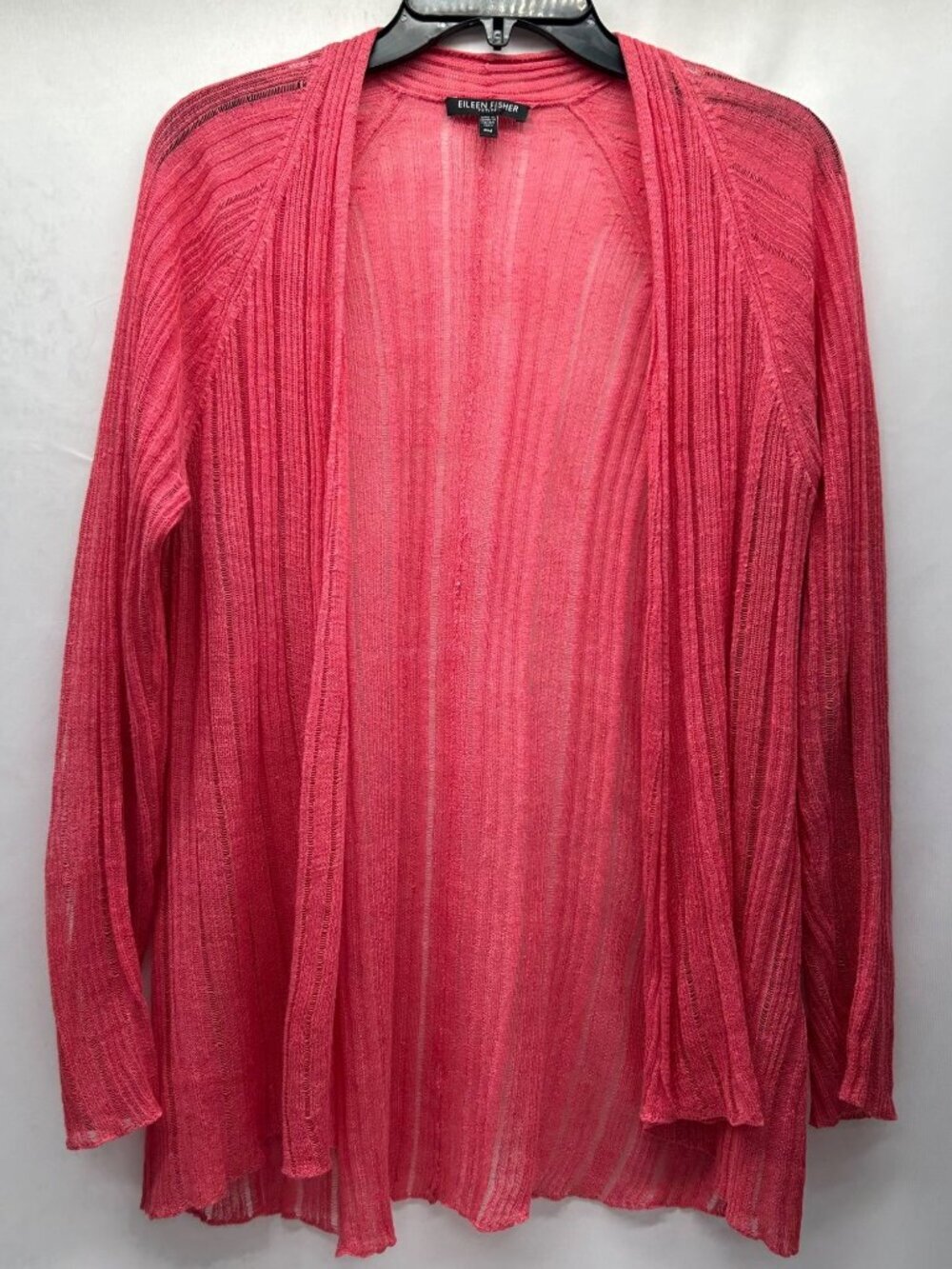 Eileen Fisher Variegated Peony Pink Silk/Linen Open Cardigan PM